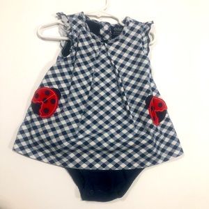 Child of Mine Lady Bug Plaid Romper